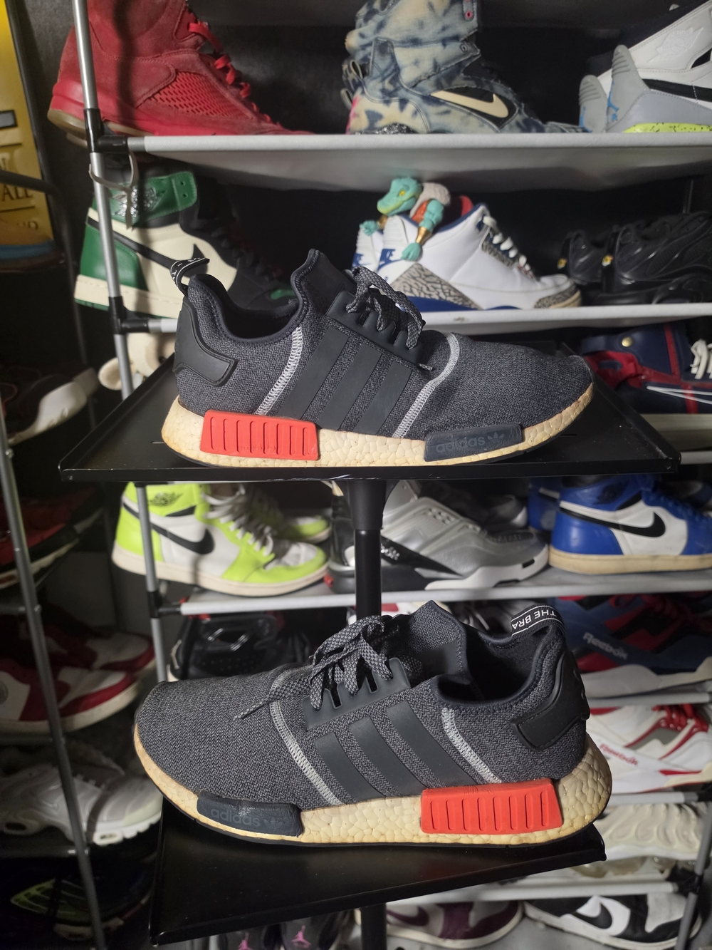 🔥 adidas Men’s Size 11 NMD R1 Sneakers Black Orange Tan